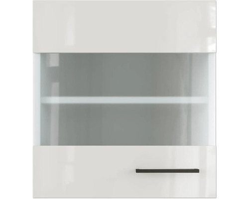 FLEX WELL Hangkast met glazen deur Lund 50x32x54,8 cm lichtgrijs glanzend Witte hangkast met glazen deur en handgreep