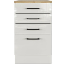 FLEX WELL Uittrekbare onderkast Lund 50x60x85 cm lichtgrijs glanzend
