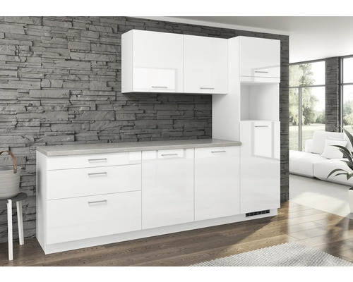 PICCANTE Keukenblok Solaro zonder apparatuur wit hoogglans rechts