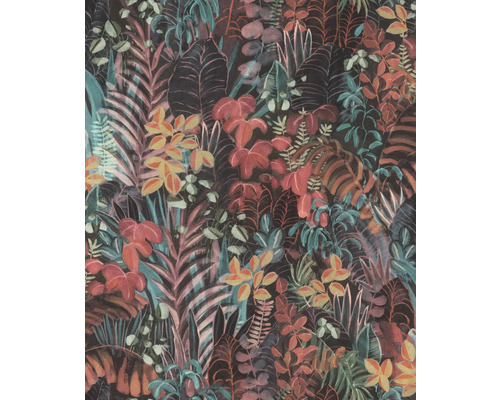 RASCH Vliesbehang 600636 Schöner Wohnen bladeren rood/zwart Behang met junglebladmotief