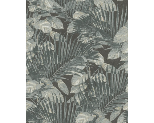 RASCH Vliesbehang 600179 Schöner Wohnen bladeren donkerblauw Behang met tropisch plantenpatroon