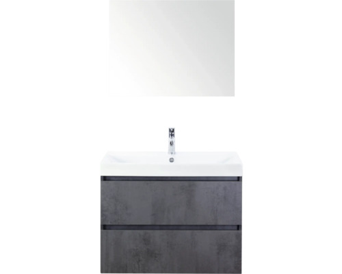 SANOX Badkamermeubelset Maxx XL met spiegel en wastafel 81 cm beton antraciet Wastafelmeubel met onderkast en spiegel voor de badkamer