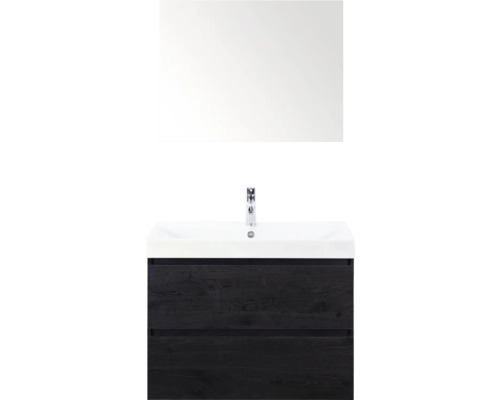 SANOX Badkamermeubelset Maxx XL met spiegel en wastafel 81 cm black oak Wastafelcombinatie met onderkast en spiegel voor de badkamer