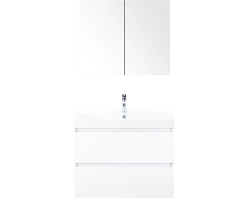 SANOX Badkamermeubelset Maxx XL met spiegelkast en wastafel 81 cm wit hoogglans Badkamermeubelset met spiegelkast, wastafel en onderkast