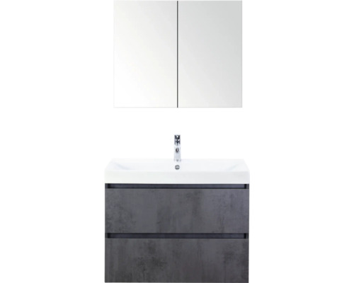 SANOX Badkamermeubelset Maxx XL met spiegelkast en wastafel 81 cm beton antraciet SANOX Badkamermeubelset Maxx XL met spiegelkast en wastafel 81 cm beton antraciet