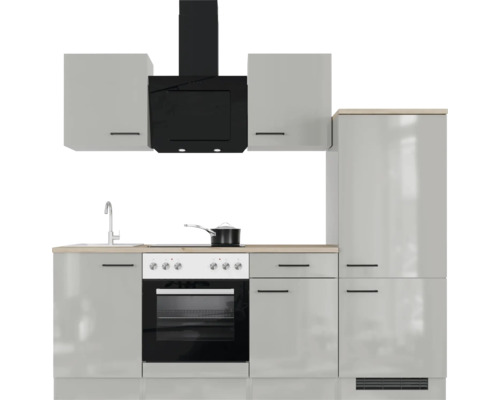 Volledige keuken met spoelbak, fornuis, afzuigkap en kasten