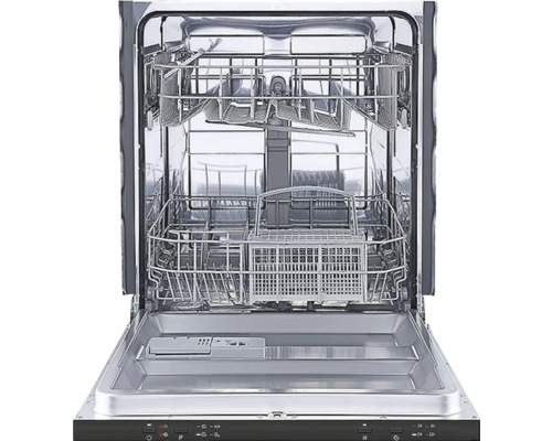 Open vaatwasser met twee manden en bestekmand