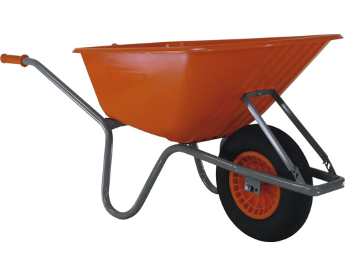 Oranje kruiwagen voor tuin- en landschapsarchitectuur