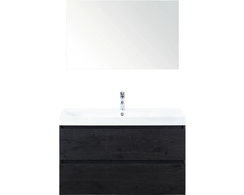 SANOX Badkamermeubelset Maxx XL met spiegel en wastafel 101 cm black oak Wastafelcombinatie met spiegel, wastafel en onderkast