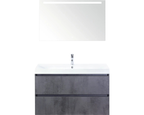 SANOX Badkamermeubelset Maxx XL met spiegelkast en wastafel 101 cm beton antraciet SANOX Badkamermeubelset Maxx XL met spiegelkast en wastafel 101 cm beton antraciet