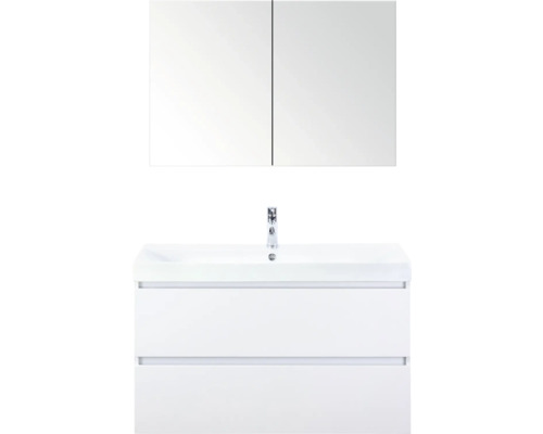 SANOX Badkamermeubelset Maxx XL met spiegelkast en wastafel 101 cm wit hoogglans SANOX Badkamermeubelset Maxx XL met spiegelkast en wastafel 101 cm wit hoogglans