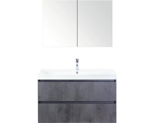 SANOX Badkamermeubelset Maxx XL met spiegelkast en wastafel 101 cm beton antraciet SANOX Badkamermeubelset Maxx XL met spiegelkast en wastafel 101 cm beton antraciet