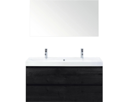 SANOX Badkamermeubelset Maxx XL met spiegel en wastafel 121 cm black oak Wastafelmeubel met onderkast en spiegel voor de badkamer