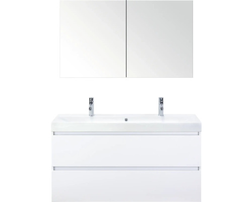 SANOX Badkamermeubelset Maxx XL met spiegelkast en wastafel 121 cm wit hoogglans SANOX Badkamermeubelset Maxx XL met spiegelkast en wastafel 121 cm wit hoogglans