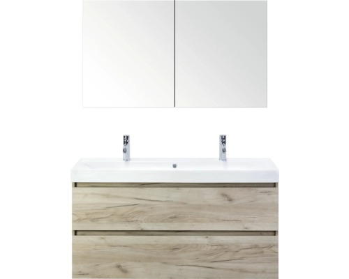SANOX Badkamermeubelset Maxx XL met spiegelkast en wastafel 121 cm craft oak Badkamermeubelset met wastafel, onderkast en spiegelkast