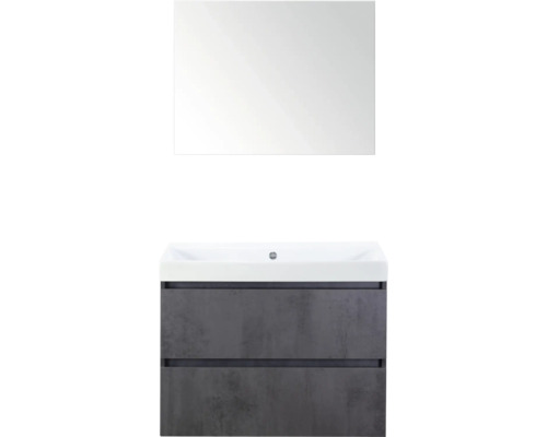 SANOX Badkamermeubelset Maxx XL met spiegel en wastafel 81 cm beton antraciet Wastafelmeubel met onderkast en spiegel voor de badkamer