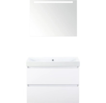 Wastafelmeubel met onderkast en spiegel met verlichting voor de badkamer