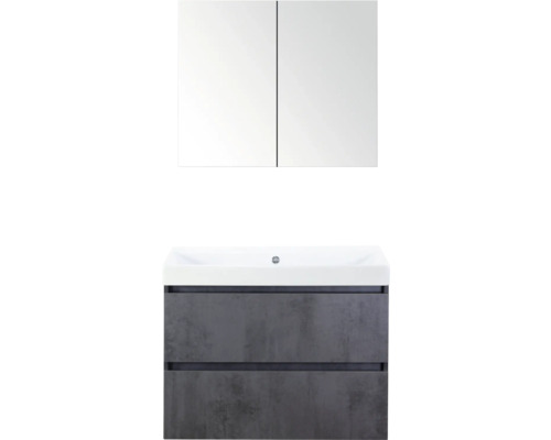 SANOX Badkamermeubelset Maxx XL met spiegelkast en wastafel 81 cm beton antraciet SANOX Badkamermeubelset Maxx XL met spiegelkast en wastafel 81 cm beton antraciet