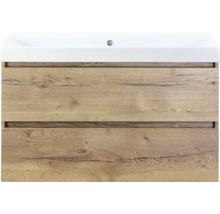 Wastafelonderkast met twee lades in houtdecor