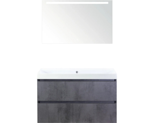 SANOX Badkamermeubelset Maxx XL met spiegelkast en wastafel 101 cm beton antraciet SANOX Badkamermeubelset Maxx XL met spiegelkast en wastafel 101 cm beton antraciet