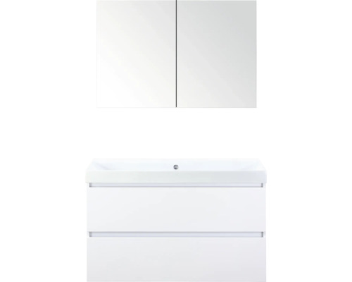 SANOX Badkamermeubelset Maxx XL met spiegelkast en wastafel 101 cm wit hoogglans SANOX Badkamermeubelset Maxx XL met spiegelkast en wastafel 101 cm wit hoogglans