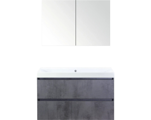 SANOX Badkamermeubelset Maxx XL met spiegelkast en wastafel 101 cm beton antraciet SANOX Badkamermeubelset Maxx XL met spiegelkast en wastafel 101 cm beton antraciet