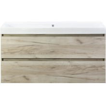 Wastafelonderkast met twee lades en houtlook