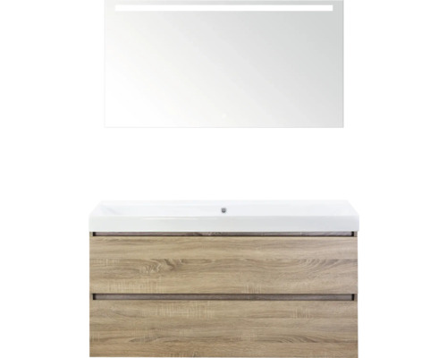 SANOX Badkamermeubelset Maxx XL met spiegelkast en wastafel 121 cm grijs eiken Badkamermeubelset met spiegel en wastafelonderkast