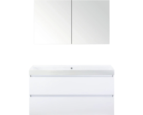 SANOX Badkamermeubelset Maxx XL met spiegelkast en wastafel 121 cm wit hoogglans SANOX Badkamermeubelset Maxx XL met spiegelkast en wastafel 121 cm wit hoogglans