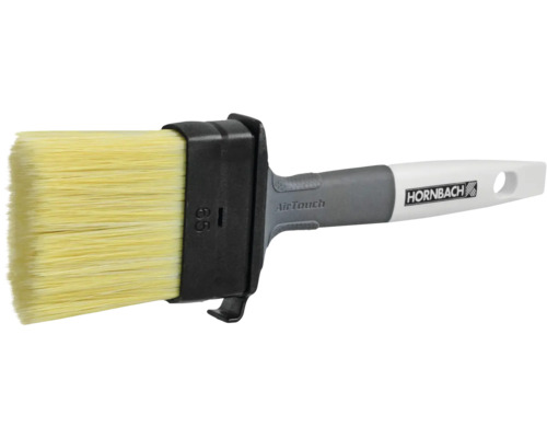 Vlakke kwast met kunststof borstelharen en grijs-witte handgreep