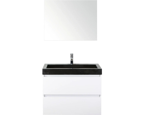 SANOX Badkamermeubelset Maxx XL met spiegel en wastafel 81 cm wit hoogglans Wastafelcombinatie met spiegel voor de badkamer