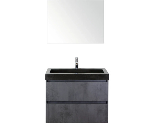 SANOX Badkamermeubelset Maxx XL met spiegel en wastafel 81 cm beton antraciet Wastafelmeubel met spiegel en onderkast voor de badkamer