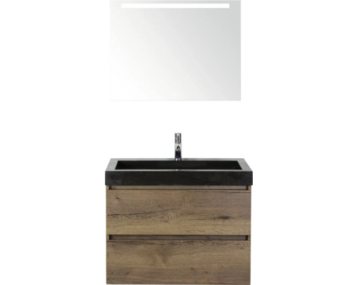 SANOX Badkamermeubelset Maxx XL met spiegelkast en wastafel 81 cm tabacco Wastafelcombinatie met spiegel en onderkast in de badkamer