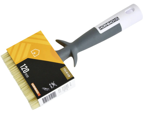 Vlakke kwast met een breedte van 120 mm en een kunststof handgreep.