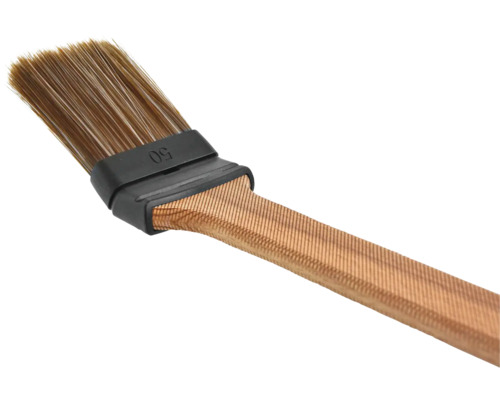 Platte kwast maat 50 met natuurlijke haren en houten handvat