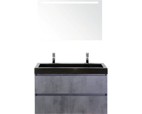 SANOX Badkamermeubelset Maxx XL met spiegelkast en wastafel 101 cm beton antraciet SANOX Badkamermeubelset Maxx XL met spiegelkast en wastafel 101 cm beton antraciet