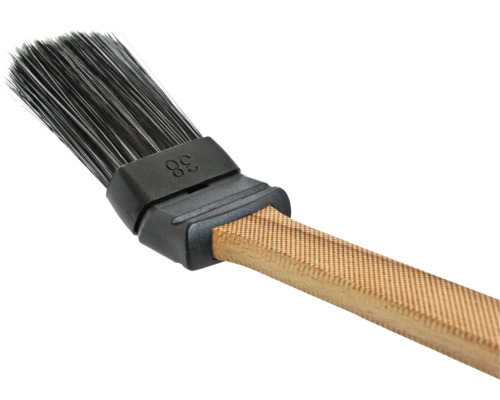 Gebogen radiatorborstel met houten handvat en borstelharen