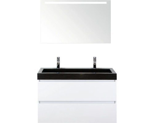 SANOX Badkamermeubelset Maxx XL met spiegelkast en wastafel 101 cm wit hoogglans SANOX Badkamermeubelset Maxx XL met spiegelkast en wastafel 101 cm wit hoogglans