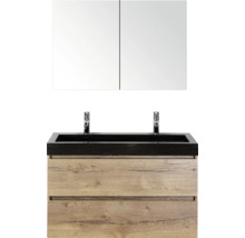 Wastafelcombinatie met spiegelkast en twee laden