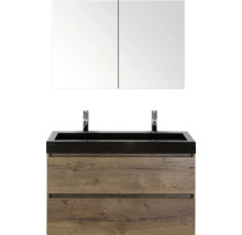 Wastafelcombinatie met spiegelkast, twee wastafels en twee laden
