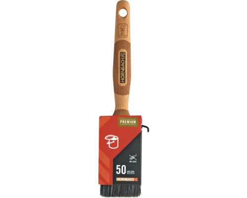 Platte kwast met houten handvat, borstelharen en 50 millimeter breedte