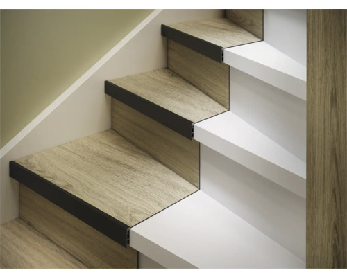 FLEXXSTAIRS Industrial Profiel mat zwart 1190x13,2x48,2 mm, 5 stuks Trap met houten treden en trapprofielen