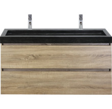 Wastafel met onderkast, houtlook en opzetwastafel