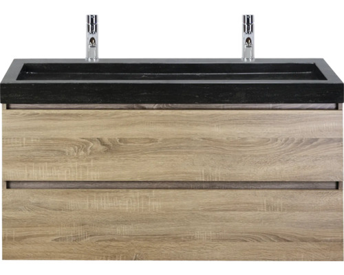 SANOX Badkamermeubelset Maxx XL met wastafel 121 cm grijs eiken