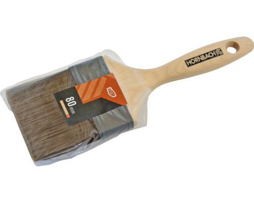 Platte kwast met houten handvat en een breedte van 80 millimeter, verpakt