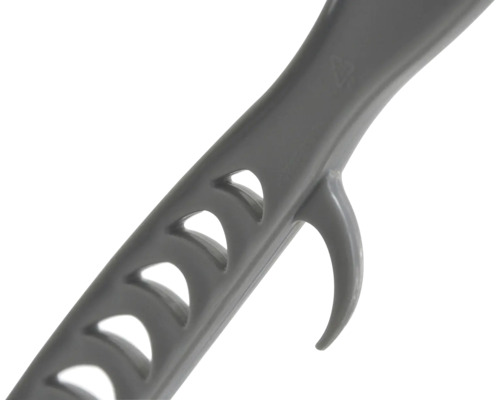 Detailweergave van een wasrek met haken en openingen