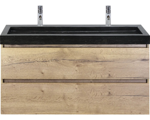 SANOX Badkamermeubelset Maxx XL met wastafel 121 cm natuur eiken