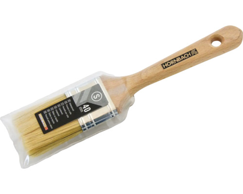 Platte kwast met houten handvat en 40 millimeter breed in verpakking