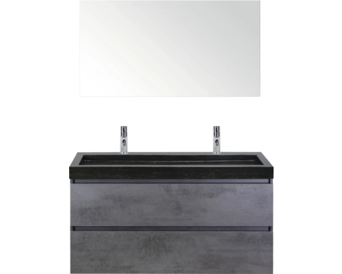 SANOX Badkamermeubelset Maxx XL met spiegel en wastafel 121 cm beton antraciet Wastafel met onderkast en spiegel voor de badkamer