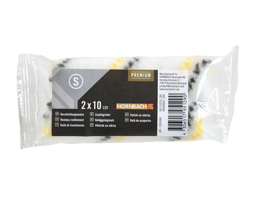 Verpakte coatingroller van Hornbach, afmeting 2 x 10 cm.